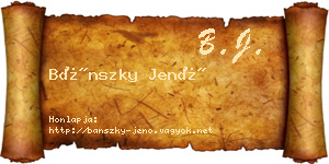 Bánszky Jenő névjegykártya